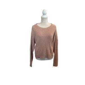 Madewell Women's XL Brown Pullover Sweater Long Sleeve Round Neck Patch